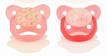 Dr.Brown's Пустышка PreVent ночная силиконовая, 0-6 месяцев, 2 штуки / цвет розовый					