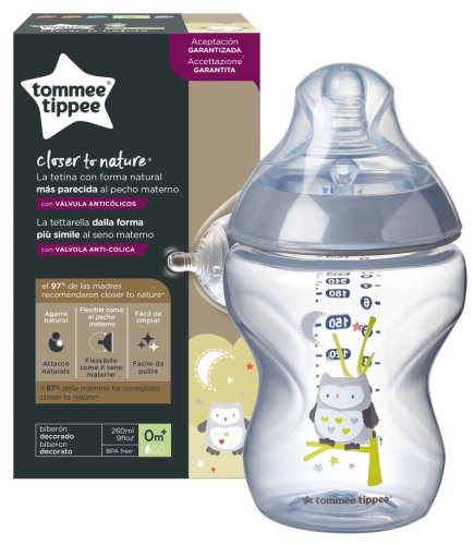 Tommee Tippee Бутылочка Closer to nature, 0+, 260 мл / цвет серый